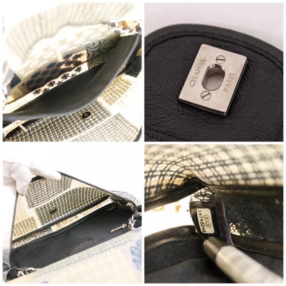 Authentic CHANEL PVC Tweed Patchwork Jumbo Single Flap Black - Picture 8 of 16